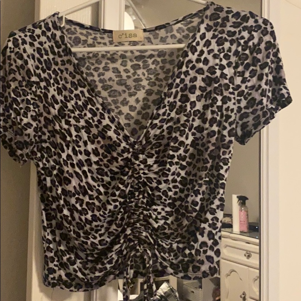 Leopard print cleavage shirt
